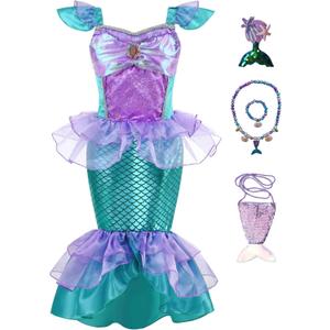 Little Girls Mermaid Princess Costume for Girls with Accessories for Halloween Birthday Christmas 150