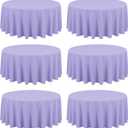 6 Pack Lavender Round Tablecloths - 90 Inch, Polyester Table Cover, Stain and Wrinkle Resistant Washable Fabric, Perfect for Wedding Banquet Parties