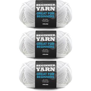 3x60g White Yarn for Crocheting and Knitting;3x66m (72yds) Cotton Yarn for Beginners with Easy-to-See Stitches;Worsted-Weight Medium #4;Cotton-Nylon Blend Yarn for Beginners Crochet Kit Making Snowy Serenity(4)