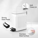 TIPGO Slim Bathroom Trash Can with Lid Soft Close, Step Pedal, 6 Liter / 1.6 Gallon Stainless Steel Trash Bin, Small Garbage Cans for Bedroom, Office, Kitchen (White)