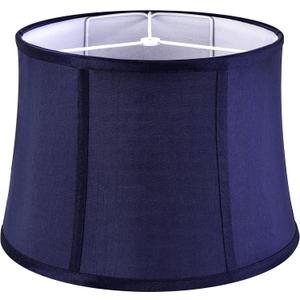 GOSO Medium Blue Lamp Shade for Table Lamps Floor Lamp Modern,12x14x10 inch (Spider) Natural Fabric Faux Silk Lamp Shades Replcement,Tiffany Drum Lampshade for Bedroom/Living Room Easy Assembly