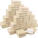 Cardboard Jewelry Gift Boxes, 76 Pack 3.5x3.5x1 Inch, Bulk Cotton Filled Small Jewelry Boxes with Lids for Necklace Ring Bracelet Earring Display Box (Brown)