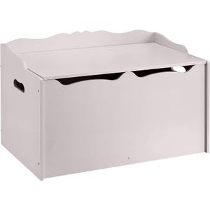 Amazon Basics Kids Wooden Toy Storage Chest with Safety Lid, Spacious Organizer for Bedroom, Gray, 30" x 18" x 19"