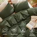 Bedsure 100% Muslin Cotton Duvet Cover Queen Size - Ultra-Soft Gauze Duvet Cover, PureWoven Breathable & Lightweight Bedding Set with Zipper Closure and Corner Ties (Olive Green, Queen, 90"x90")