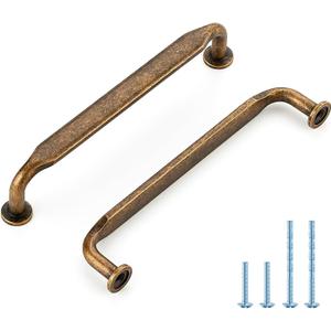 10 Pack 5 Inch Knurled Antique Brass Cabinet Handles Solid Zinc Alloy Pulls for Kitchen, Bathroom, Dresser & Closet Cabinets Hardware