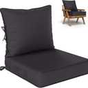 Outdoor Seat Cushion Set 24 L  24 W  5 H Inch Waterproof & Fade Resistant Patio Furniture Cushions with Removable Cover with Handle and Straps for Sofa Chairs, Chairs (Grey)