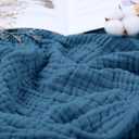 Yoofoss Muslin Blanket 100% Organic Cotton Throw Large 50" x 60" for Bed Couch Summer Gauze Blanket for Adults Lightweight and Breathable Dark Blue