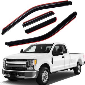 Lightronic Extra Durable Clip-on in-Channel Auto Vent Window Visor, Fits 2017-2025 Ford F-250, F-350 & F-450 Super Duty, SuperCab, UV-Protect Rain Guard, Original Wind Deflector, Dark Smoke, 4-Pcs