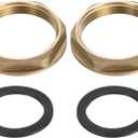 uxcell 2Pcs Brass Lock Nuts Pipe Fitting, G1-1/2" Female Hex Locknut, Flange Single Hole Faucet Lock Nut with Silicone Washer for Kitchen Basin Sink Plumbing