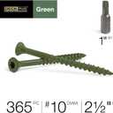 Deck Plus 2-1/2 Inch Epoxy Coated Exterior Wood and Fence Screws #10 x 2-1/2" Torx/Star Drive Included Coarse Thread, Outdoor Rust Resistant Decking Screw, Green, 5 lb Box, 365 Pieces | 48402