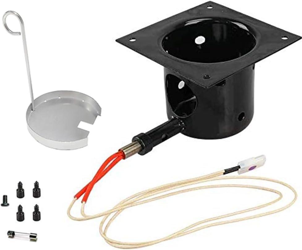 Heavy Black Enamel Fire Pot and Hot Rod Ignitor Kit Replacement Parts for Traeger and Pit boss and Camp Chef Pellet Grill (Enamel Fire Pot and Hot Rod)
