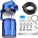 EVIL ENERGY Oil Catch Can, 300ML Universal Baffled Catch Can Kit with 5FT 3/8 Inch Hose, Aluminum Air Oil Separator Upgraded Internal Filter (Blue)