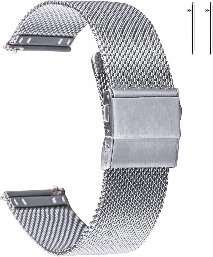 EACHE Stainless Steel Mesh Watch Band for Men Women, Quick Release Mesh Watch Straps 12mm 14mm 16mm 18mm 20mm 22mm