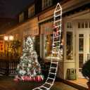 Christmas Decorations LED Ladder Lights with Climbing Santa Claus, 10ft Outdoor Christmas Decorative Light - 8 Modes Xmas Lights Tree for Home Holiday Wall Window Xmas Decor (Cool White)