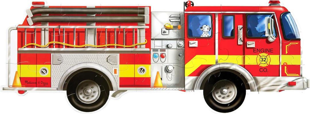 Melissa & Doug Fire Truck Jumbo Jigsaw Floor Puzzle (24 pcs, 4 feet Long) - FSC Certified