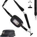 XC-Kluyr Clip & Go Strap for Phone with Wallet Crossbody Detachable Zippered Pouch & Phone Lanyard, RFID ID Window & Card Slots (Black Pu)