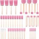 Foam Paint Brushes (48 Pack) 10 Sizes - Paint Sponge - Premium Foam Brushes - Lightweight & Durable - Sponge Paint Brush Assortment Ideal for Painting, Crafting, Acrylics, Stains, Varnishes (Pink)