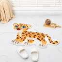 Fun Gold Leopard Bath Mat for Bathroom, Cute Leopard Cartoon Bath Rugs Non Slip Animal Shaped Absorbent Preppy Bathtub Rug Bathroom Decor Aesthetic Plush Shower Rugs Machine Washable,  23.6x39.3in