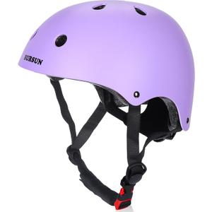 BURSUN Kids Bike Helmet Ventilation & Adjustable Toddler Helmet for Ages 2-14 Kids Boys Girls Multi-Sport Helmet for Skateboard Roller Skateing Bicycle Scooter blance Bike (Medium: 20.47"-22.83" / 8-14 years) Violet