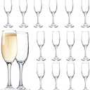 UMEIED Set of 16 Champagne Glasses, Champagne Flutes with Classic Shape, Long stem Sparkling glasses for Wedding, Restaurant, Bar, Toasting, Clear (Transparent)
