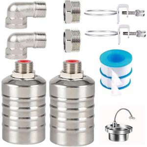 Float Valve1/2" 3/4" Auto Shut Off Mini Float Valve,304 Stainless Steel Auto Water Level Control Valve for Water Tank,Pool,Water Tank, Livestock Troughs 2pcs