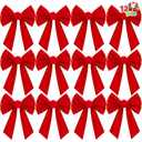 JOYIN 12 Pack Christmas Red Velvet Bows, 13" Long by 9" Wide Decorative Christmas Bows for Wreath Garland Tree Decor, Indoor Outdoor Holiday Decoration