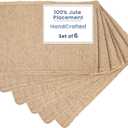 Natural Jute Placemats Set of 6, Heat Resistant Burlap Woven Place mats, Reversible Handcrafted Boho Table Decor, Rustic Farmhouse Indoor/Outdoor Table Mats for Kitchen Decor  18x12