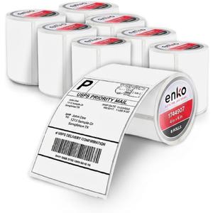enKo Compatible Zebra 4x6 Label/Dymo Labels 1744907 (4 x 6) for Dymo Labelwriter 4XL Shipping Zebra Direct Thermal Printer (8 Rolls, 1760 Labels) 6 Pcs