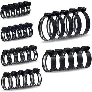 ISPINNER 30pcs Black Hose Clamps 6-51mm(1/4"-2") Adjustable Range 304 Stainless Steel Worm Gear Hose Clamps 6 Sizes Assortment Kit for Plumbing, Automotive, Mechanical Applications (Black)