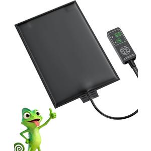 Pawfly Reptile Heating Pad 11.9 x 8 Inch - Reptile Heat Pad with Thermostat & Timer, 16 W Under Tank Heater, Heat Mat for Reptiles Hermit Crabs Turtles Frogs Snakes Lizards Geckos Plants Seedlings