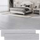 54 Sq.Ft. Peel and Stick Vinyl Floor Tiles 36" x 6" Wood Look Planks, 36 Pack Waterproof Self-Adhesive Flooring Tiles, DIY for Renter, Kitchen, Living Room, RV, Light Grey