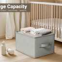 LayerSpace 3 Pack Fabric Storage Bins for Shelves | 14.75x10.25x8.25 in Storage Baskets | Fabric Closet Organizers with Handles Home Organization | Linen Clothes Storage Bins | Light Gray