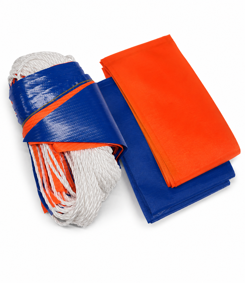 Rope With Blue and Orange Flags