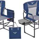 SUNNYFEEL Camping Directors Chair, Heavy Duty,Oversized Portable Folding Chair with Side Table, Pocket for Beach, Fishing,Trip,Picnic,Lawn,Concert Outdoor Foldable Camp Chairs (Navy Blue-2set)
