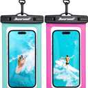 Hiearcool Waterproof Phone Pouch,Waterproof Phone Case for iPhone 17 16 15 14 13 Pro Max,IPX8 Phone Waterproof Pouch for Beach Cruise Ship Travel Essentials Green&Bright Red-2Pack