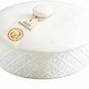 Large Tortilla Warmers with Lid, Embossed Ceramic Tortilla Holder Servers Oven Safe - Taco Tuesday, Taco Bar, 8.8 Inch Microwavable Food Storage Container, Bread Warmer Pancake Warmer, White