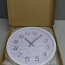 Wall Clock Modern Simple Style Round Plastic Decor Clock Non-Ticking Silent Quartz Movement Wall Clocks for Home/Office/School/Living Room/Bedroom/Kitchen (White, 12 Inch)