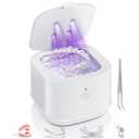 Ultrasonic Retainer Cleaner,50kHz Ultrasonic Denture Cleaner Machine for Aligner, Night guard, Braces, Jewelry and More 300ML Pod(White)