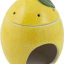 Boston International Wax Melt Warmer Ceramic Tealight Tart Burner, 5" Tall, Lemon