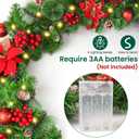 Christmas Garland with Lights, 9FT Lighted Christmas Garland with 30 LED, Prelit Garland Battery Operated Garland Christmas Decorations for Stairs Railing Fireplace Mantle Front Door Porch Home