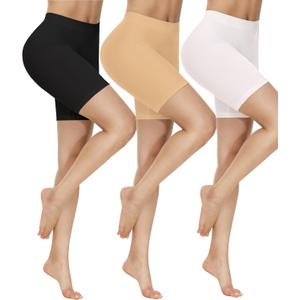 Yeblues Slip Shorts for Under Dresses Women 3 Pack Anti Chafing Shorts Cooling Boyshorts for Yoga/Bike/Workout Panties (X-Large, Black+Nude+White)