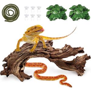 Hamiledyi Reptile Driftwood Branch Decor Terrarium Ornament Wood Climbing Natural Aquarium Driftwood Decoration for Snake Bearded Dragon Leapord Gecko Lizard Iguana