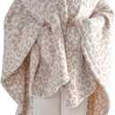 JOOJA Wearable Blanket Super Soft Feather Yarn Blanket Shawl with Pockets Fuzzy Throw Blanket TV Blanket for Adults Teens (Cheetah Beige)