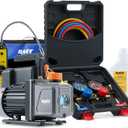 Orion Motor Tech R1234yf AC Vacuum Pump and Gauge Set, 1/3 hp 4 cfm Vacuum Pump Manifold Gauge Kit with Leak Detector 3 Hoses & Adapter for R1234yf, A/C Vacuum Pump Kit for Auto HVAC Systems