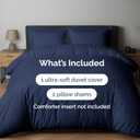 Duvet Cover King Size Set - Extra Soft King Duvet Cover 104" x 90" with 2 Pillow Shams - Hotel Luxury, Easy Care & Fade Free w/ Zipper Closures & Ties - All Season, Comfy and Breathable (Navy Blue)