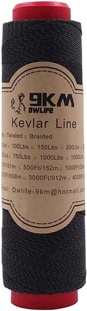 Black Braided Kevlar String 500lb 500Ft Fishing Assist Line High Strength Tensile Heat Resistant for Paracord Cord Ultralight Tactical Survival Rope Kite Flying Outdoor (500Lb-500Ft / 152M)
