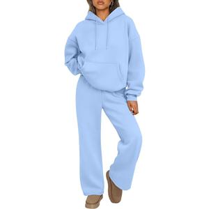Trendy Queen Womens 2 Piece Outfits Lounge Fall Fashion Sets Oversized Sweatshirts Wide Leg Pants Sweatsuits Winter Clothes, M, Skynlue