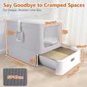 Enclosed Stainless Steel Cat Litter Boxes,Large Foldable Litter Box with Lid,Hooded Covered Stainless Steel Cat Litter Box,Easy Cleaning,No Urine Leakage,Deeper Pan