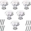 Akstore 6 Pcs Crystal Glass Cabinet Knobs 30mm Diamond Shape Drawer Kitchen Cabinets Dresser Cupboard Wardrobe Pulls Handles (30mm, Clear)