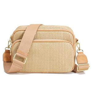 Ambistra Faux Straw Crossbody Bags for Women Small Summer Purse 2026 RFID Woven Raffia Bag for Hawaiian Beach Cruise Travel (Khaki)